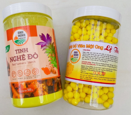 TINH BỘT NGHỆ NẾP ĐỎ, NGHỆ VIÊN MẬT ONG ANH MINH (500g)